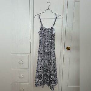 Roan & Ryan Black & White Midi Sleeveless Sun Dress Tribal Print size XS
